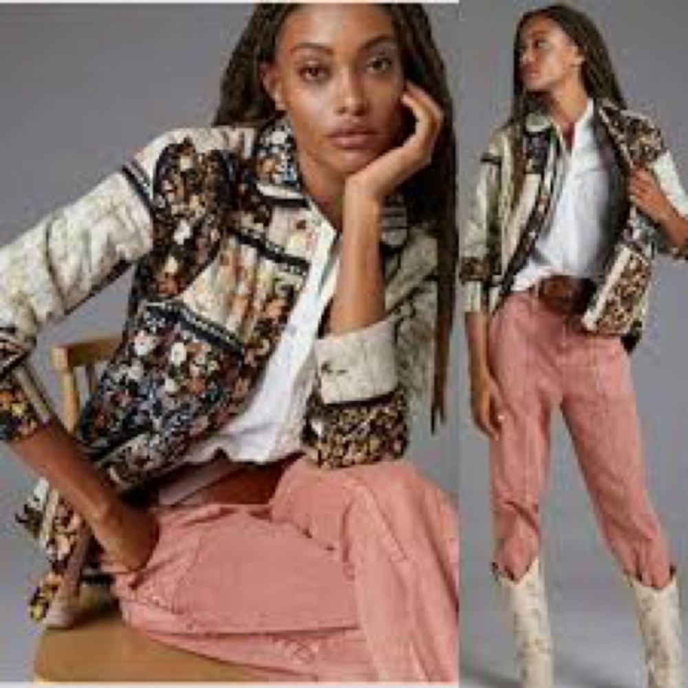 Anthropologie Patchwork Quilted Shirt Jacket